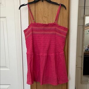 Lane Bryant Pink Smocked Tank Top